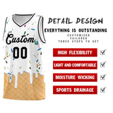 Custom White Basketball Kits with Ice Cream Element Pattern