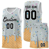 Custom Silver Basketball Kits with Ice Cream Element Pattern