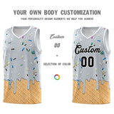 Custom Silver Basketball Kits with Ice Cream Element Pattern