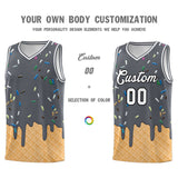 Custom Gray Basketball Kits with Ice Cream Element Pattern