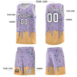 Custom Light Purple Basketball Kits with Ice Cream Element Pattern