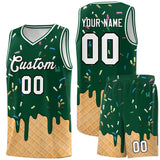Custom Green Basketball Kits with Ice Cream Element Pattern