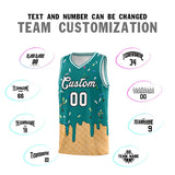 Custom Teal Basketball Kits with Ice Cream Element Pattern
