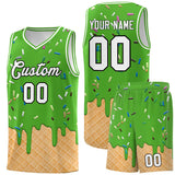 Custom Light Green Basketball Kits with Ice Cream Element Pattern