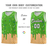 Custom Light Green Basketball Kits with Ice Cream Element Pattern