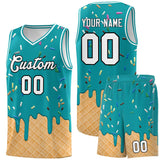 Custom Aqua Basketball Kits with Ice Cream Element Pattern