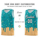 Custom Aqua Basketball Kits with Ice Cream Element Pattern