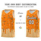 Custom Orange Basketball Kits with Ice Cream Element Pattern