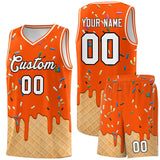 Custom Orange Basketball Kits with Ice Cream Element Pattern