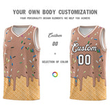 Custom Coffee Basketball Kits with Ice Cream Element Pattern