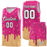Custom Rose Red Basketball Kits with Ice Cream Element Pattern