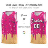 Custom Rose Red Basketball Kits with Ice Cream Element Pattern