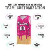 Custom Rose Red Basketball Kits with Ice Cream Element Pattern