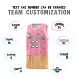 Custom Light Pink Basketball Kits with Ice Cream Element Pattern