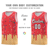 Custom Light Red Basketball Kits with Ice Cream Element Pattern