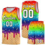 Custom Rainbow Basketball Kits with Ice Cream Element Pattern
