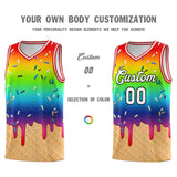 Custom Rainbow Basketball Kits with Ice Cream Element Pattern