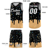 Custom Black Basketball Kits with Ice Cream Element Pattern