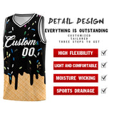 Custom Black Basketball Kits with Ice Cream Element Pattern