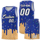Custom Royal Blue Basketball Kits with Ice Cream Element Pattern