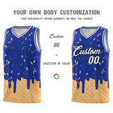 Custom Royal Blue Basketball Kits with Ice Cream Element Pattern