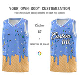 Custom Light Blue Basketball Kits with Ice Cream Element Pattern