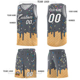 Custom Gray Basketball Kits with Ice Cream Element Pattern