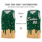 Custom Green Basketball Kits with Ice Cream Element Pattern