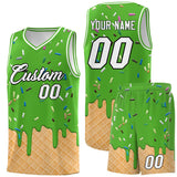 Custom Light Green Basketball Kits with Ice Cream Element Pattern