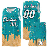 Custom Aqua Basketball Kits with Ice Cream Element Pattern