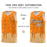 Custom Orange Basketball Kits with Ice Cream Element Pattern
