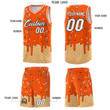 Custom Orange Basketball Kits with Ice Cream Element Pattern