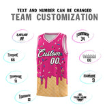 Custom Rose Red Basketball Kits with Ice Cream Element Pattern
