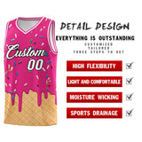 Custom Rose Red Basketball Kits with Ice Cream Element Pattern