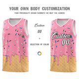 Custom Light Pink Basketball Kits with Ice Cream Element Pattern