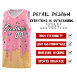 Custom Light Pink Basketball Kits with Ice Cream Element Pattern