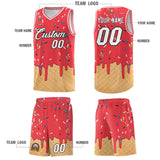 Custom Light Red Basketball Kits with Ice Cream Element Pattern