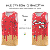 Custom Light Red Basketball Kits with Ice Cream Element Pattern