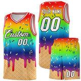 Custom Rainbow Basketball Kits with Ice Cream Element Pattern