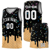 Custom Black Basketball Kits with Ice Cream Element Pattern