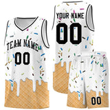Custom White Basketball Kits with Ice Cream Element Pattern