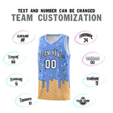 Custom Light Blue Basketball Kits with Ice Cream Element Pattern