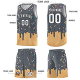 Custom Gray Basketball Kits with Ice Cream Element Pattern