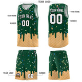Custom Green Basketball Kits with Ice Cream Element Pattern