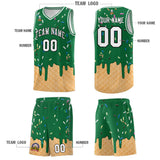 Custom Kelly Green Basketball Kits with Ice Cream Element Pattern