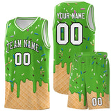 Custom Light Green Basketball Kits with Ice Cream Element Pattern