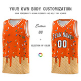 Custom Orange Basketball Kits with Ice Cream Element Pattern