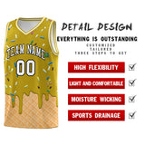 Custom Old Gold Basketball Kits with Ice Cream Element Pattern
