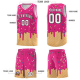 Custom Rose Red Basketball Kits with Ice Cream Element Pattern