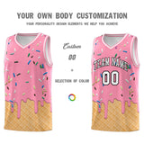 Custom Light Pink Basketball Kits with Ice Cream Element Pattern